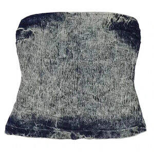 Vintage 90s Acid Wash Denim Corse Size Small Y2k Tube Top Jean Corset Strapless
